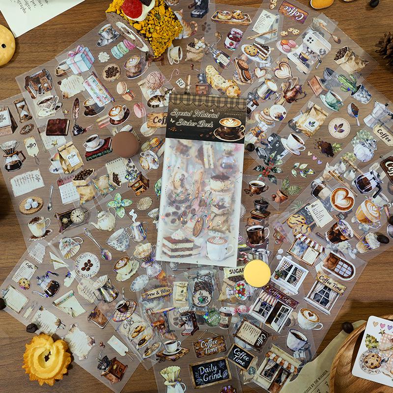 Cross-Border Cuisine: Simple Ins DIY Coffee PET Sticker Book for Scrapbooking