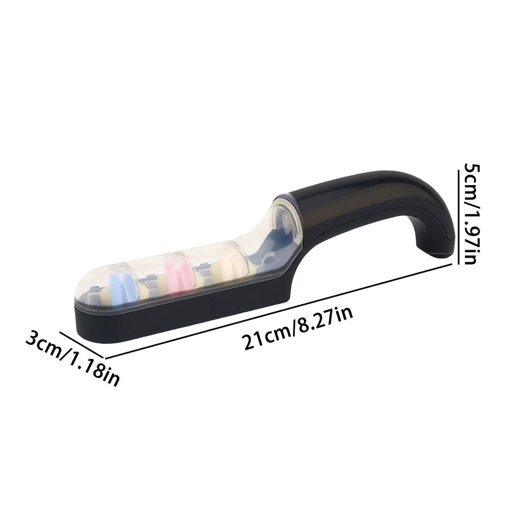 

3 Stage Handheld Cutter Sharpener Anti-Slip Handle Grinding Stone Cutter Sharpening System 3 Segment Knife Sharpener for Kitchen M чёрный
