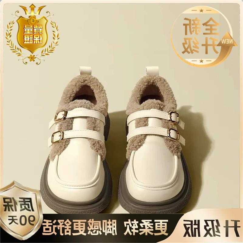 

Autumn and winter loafers British style loafers small leather shoes women s Wenzhou soft sole new velvet Internet celebrity fashion casual 40