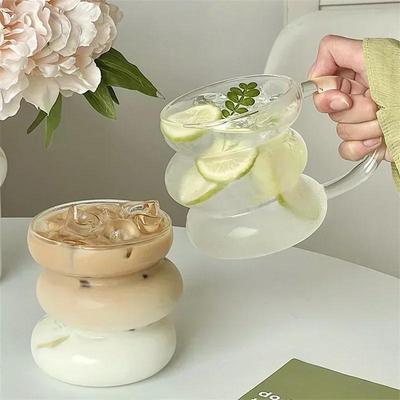Transparenter Glasbecher im Ins-Stil, unregelmäßig, hitzebeständig, Kaffeebecher, Sommergetränke, Milch, Saft, Wasserbecher, Cocktail-Bierglasbecher