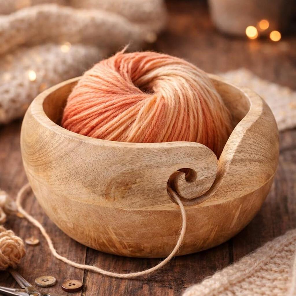 Mothers Day  for Women Wooden Yarn Bowl Knitting Bowl Large Crochet Yarn Holder Handmade Rganizer 7 X 3 Retirement Birthday Gift For Knitters