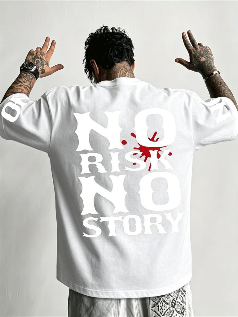Kein Risiko, keine Geschichte Kühler Motivierender Slogan Grafik T-Shirt Unisex Unisex Streetwear Kurzarm Baumwoll Tops