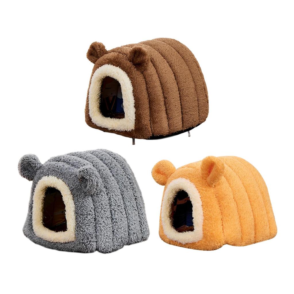Hamster Bed Hideout House Hut Soft Warm Non Slip Guinea Pig House Cave Nest for Rat Bunny Sugar Glider Dwraf Hamster Chinchilla