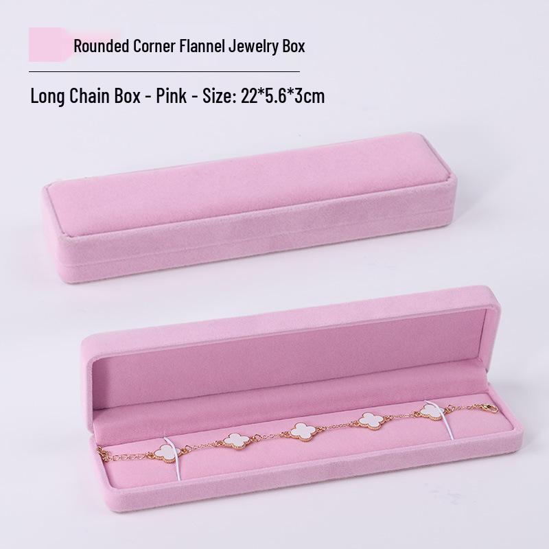 Pink Velvet Jewelry Box with Rounded Corners for Earrings, Bracelets, Rings, and Gifts