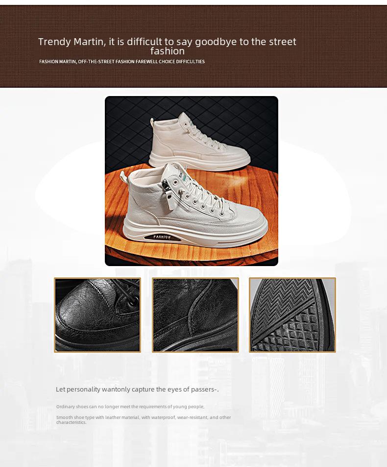 Męskie wodoodporne buty robocze z wysoką cholewką - Antypoślizgowe, casualowe skórzane na każdą porę roku