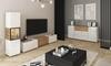 Moderne wandmeubel, 180 cm TV-meubel met een vitrinekast, woonkamermeubels met LED