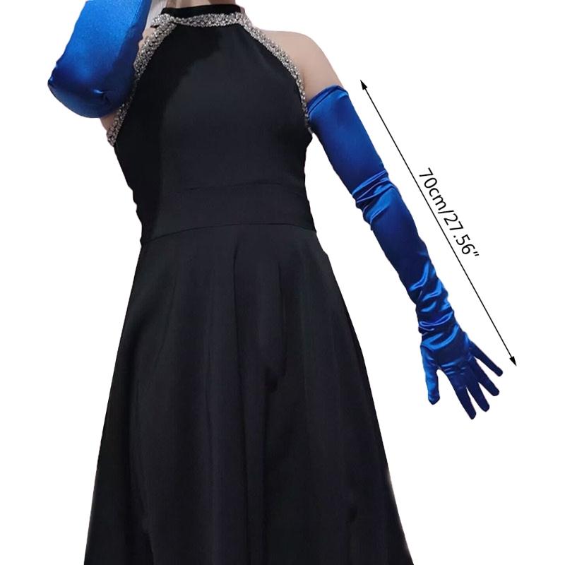Satins Ellenbogenhandschuhe für formelle Veranstaltungen Party Kostümhandschuhe Elegante Zeremonienhandschuhe Damen Bühnenauftritte Handhandschuhe