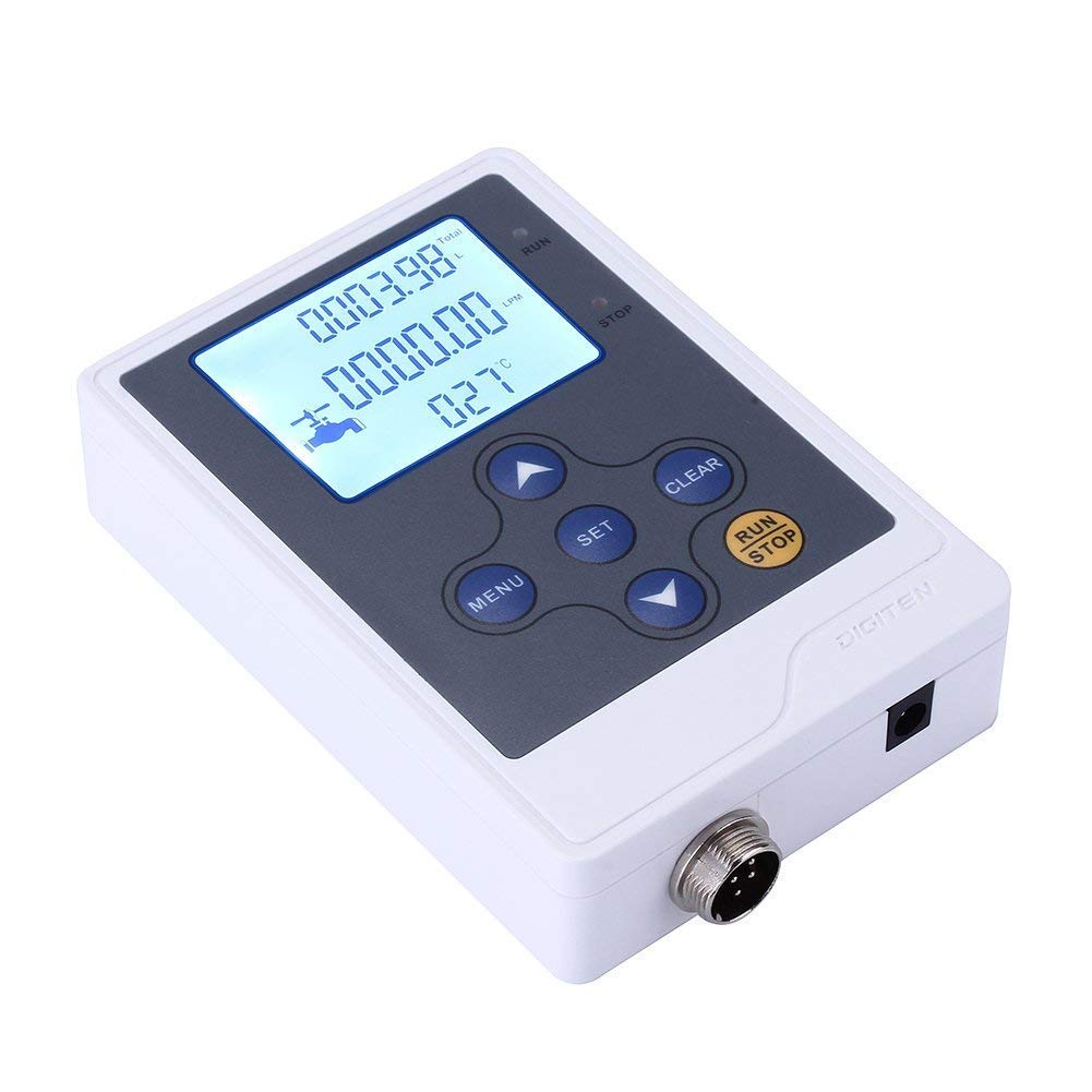 LCD Display Water Flow Control Meter Liquid Flow Volume Counter Flowmeter Quantitative Controller for Drip Irrigation System Beer Brewing Liter/Gallon