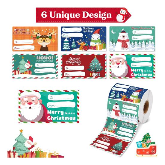 Wrapping Paper Accessories Christmas Sticker Labels for Holiday Gift Wrapping, Self-Adhesive Tags with Blank Customizable Writing Area Present