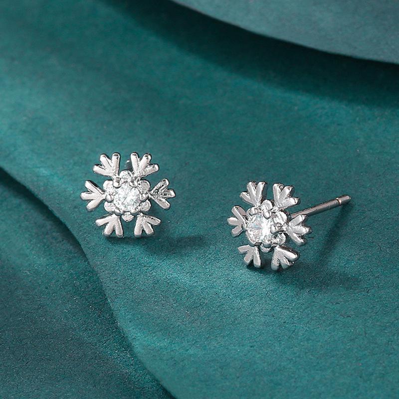 European & American Christmas-Themed Red Enamel Reindeer Santa Claus Stud Earrings for Women