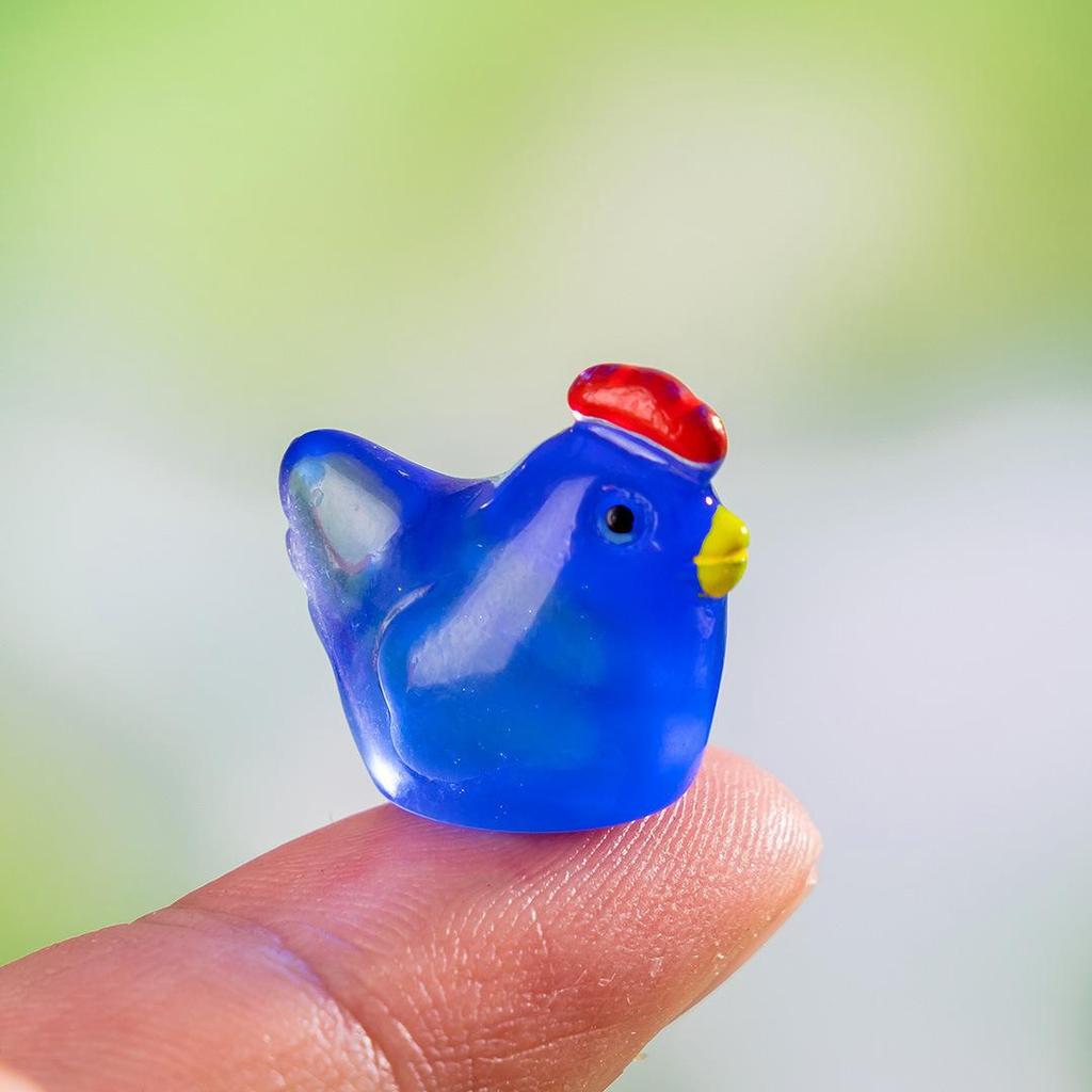 Luminous Rooster Resin Ornament: Colorful Small Animal Desktop Decor