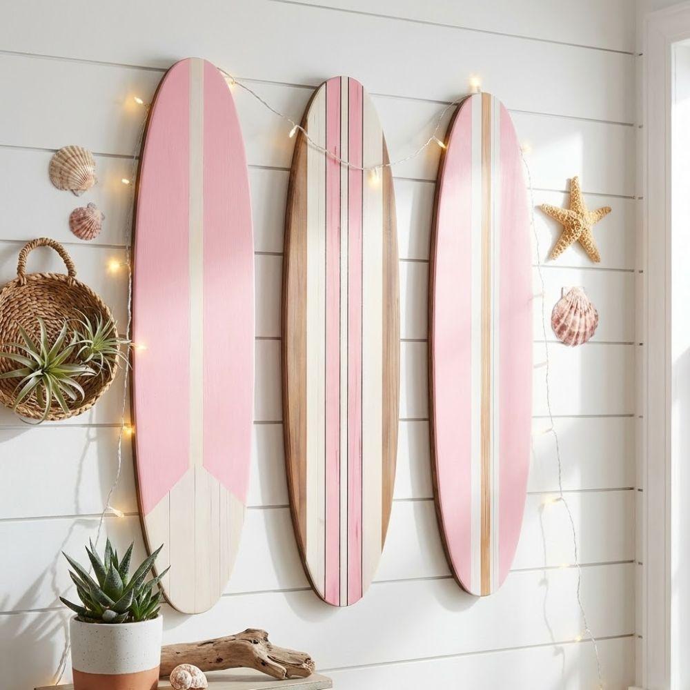 3PCS Summer Theme Wooden Surfboard Ornament Hawaiian Style Ocean Surfboard Decor  Home Wall Decor