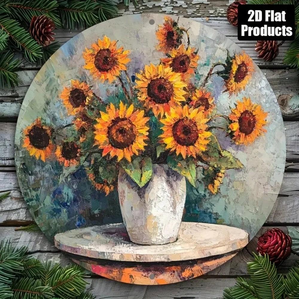 Metal Art Sunflower Sign Home Decor 2D Aluminum Wall Art For Living Room Bedroom Office
