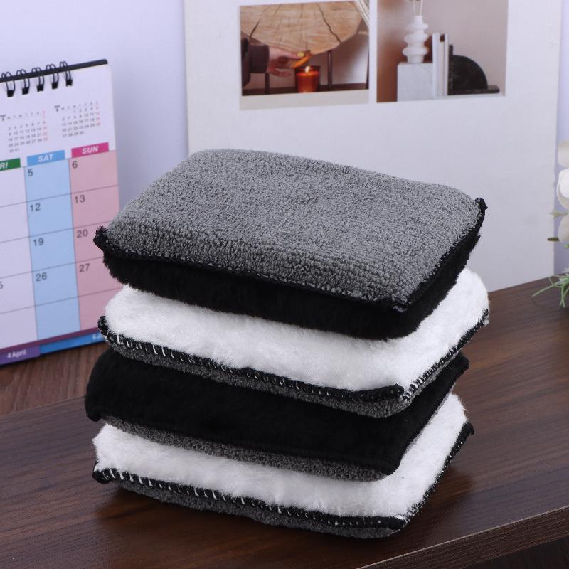 2/5Pcs Auto Interior Fleece Scrubbing Towel For Plastic Leather Wax Sponge Car Cleaning Tools Car Cleaning Microfiber Sponge