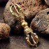 Vintage Brass Vajra Tibetan Buddhist Lama Dorge Decor Hand Carving Religious Supplies Fengshui Ornament Collectibles