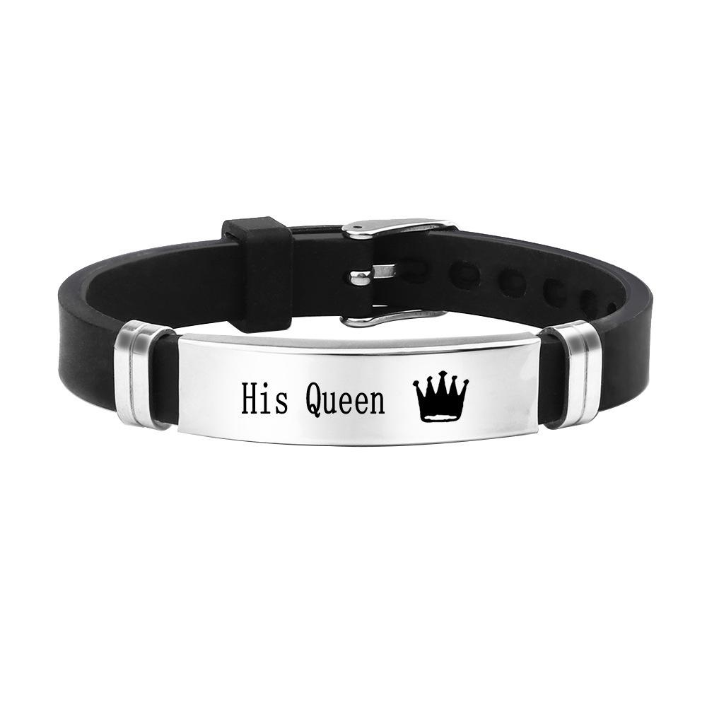 King & Queen Romantic Crown Couples Bracelet - Stainless Steel & Silicone
