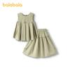 Balabala Girls' Set Summer Children's Set 2025 New Summer Big Children's Two Piece Half Skirt Set Sweet
