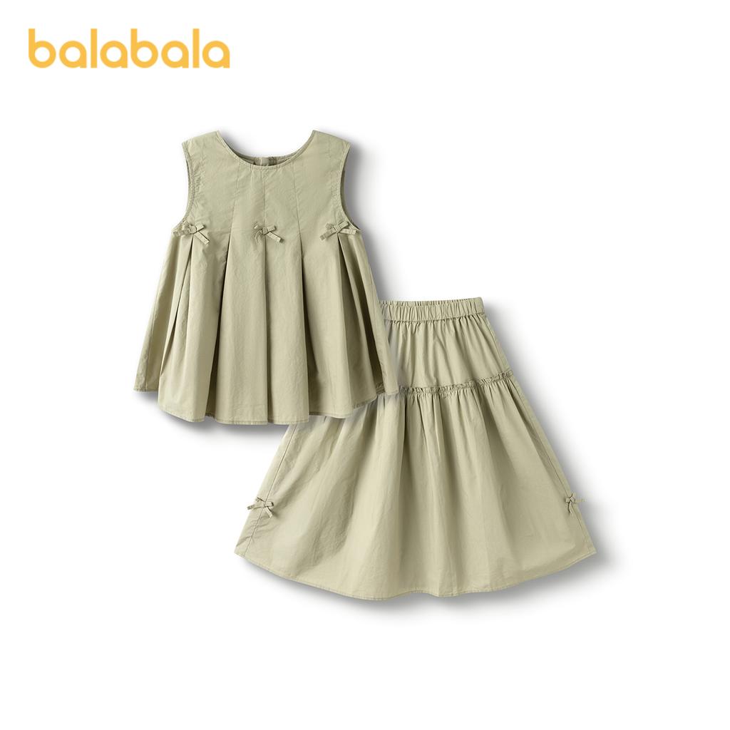 Balabala Girls' Set Summer Children's Set 2025 New Summer Big Children's Two Piece Half Skirt Set Sweet