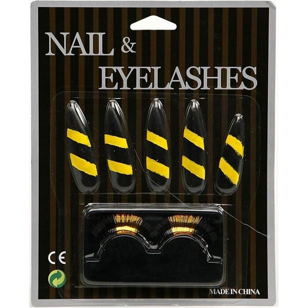 

False Eyelashes and Nails - Insect - Bee or Ladybug - Easy Application - Black - Pin-Up Kit