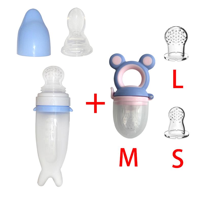 Squeezing Feeding Bottle Cup Baby Pacifier Feeding Set Silicone Cereal Food Supplement Feeder Tableware