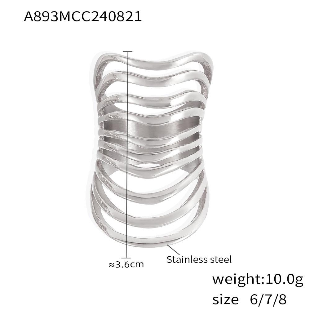 Mehrschichtige hohle Edelstahlringe für Damen Herren 18 Karat vergoldet nicht anlaufend Rockstil Damen Klobiger Ring Partnerschmuck