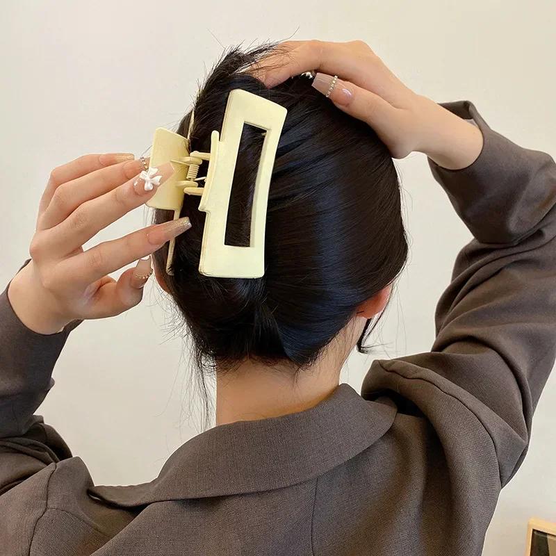 5 Zoll Extra Große Krallenklemmen für Dickes Haar und Langes Haar, 4er Pack XL Jumbo Krallenklemmen, Übergroße Matte Rutschfeste Rechteckige Haarspangen