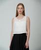 Pin Black Soft See-Through String Sleeveless Blouse Ivory