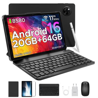 Doogee TAB A9+ Android 16 Tablet, 11 Inch 8580mAh Tablet With Keyboard, T7200 Octa Core, 20GB+64GB / 2TB Tablets With Pen, 2 Speakers, Mouse & Case