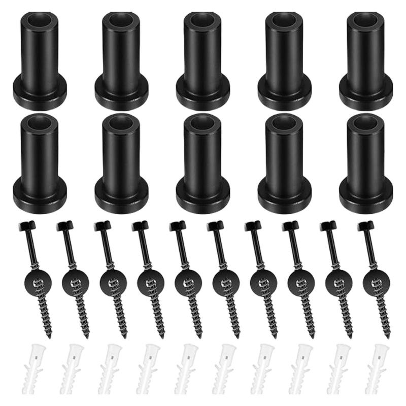 

10Pieces Sliding Barn Door Hardware Spacers Set Includes Wall Anchors Screws Lags Bolts for Track Connection Stability