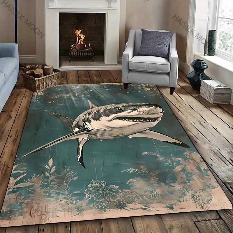 Haiangriff Teppiche! Rutschfest Schalldämmung, Wohnzimmer Schlafzimmer Eingangstür Sofa Büromatten Moderner Stil Dekorativer Teppich