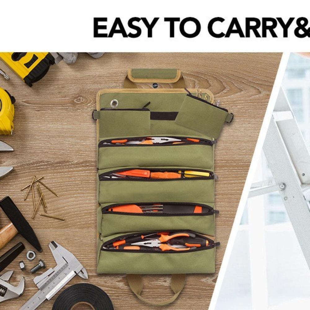 Portable, electrician, tool carrying storage bag, vehicle maintenance tool storage bag, hardware tool kit storage bag