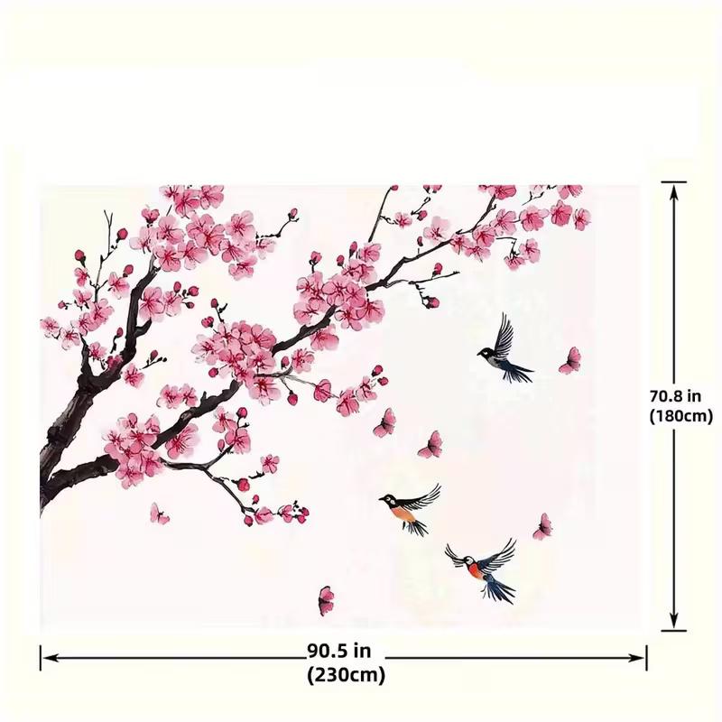 2D Printed Plum Blossom and Swallows Tapestry for Home Decor