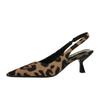 Fashion European And American Style Banquet High Heels Leopard Print Thin Heel Hollow Pointed Toe Single Shoes Tripping Temperament