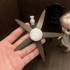 Miniature Vintage Ceiling Fan With Led Light Ornament 1/12 Dollhouse Model Decor Dolls House Mini Scene Accessories Photo Ptops