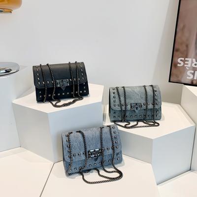 Sac Tendance à Chaîne pour Femmes Au Printemps Nouvelle Mode Sac à Bandoulière Simple Sac à Bandoulière Décontracté et Tendance Petit Sac Carré