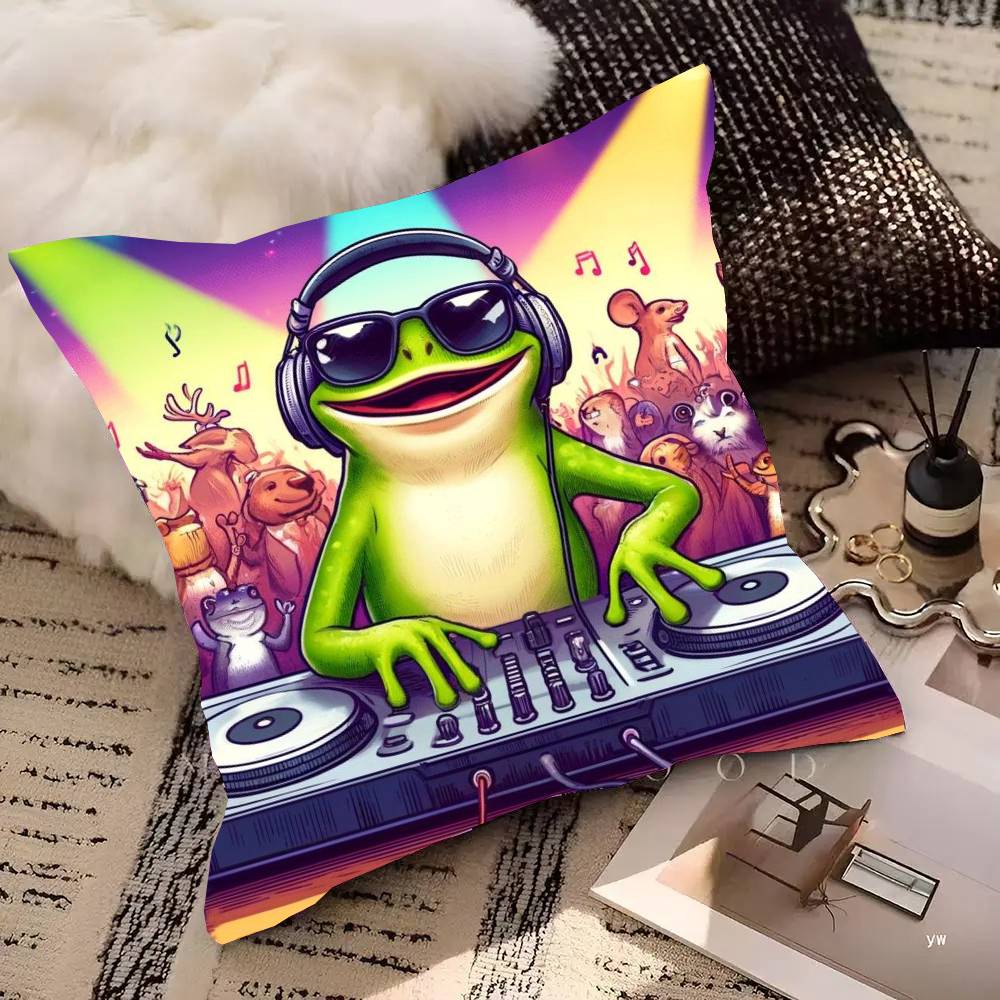 Animal Headphone Dj Music Pillow Case Fashion Square Pillowcase Bedroom Sofa Room Ins Decoration Leisure