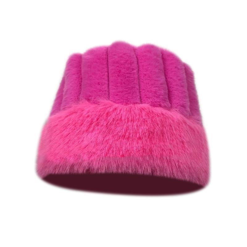 

New Fluffy Fur Bucket Hat For Women Plush Fisherman Hat Warm Women S Winter Hat Thicken Cold Snowy Day Panama Cap Chrismas Gifts рожевий червоний колір