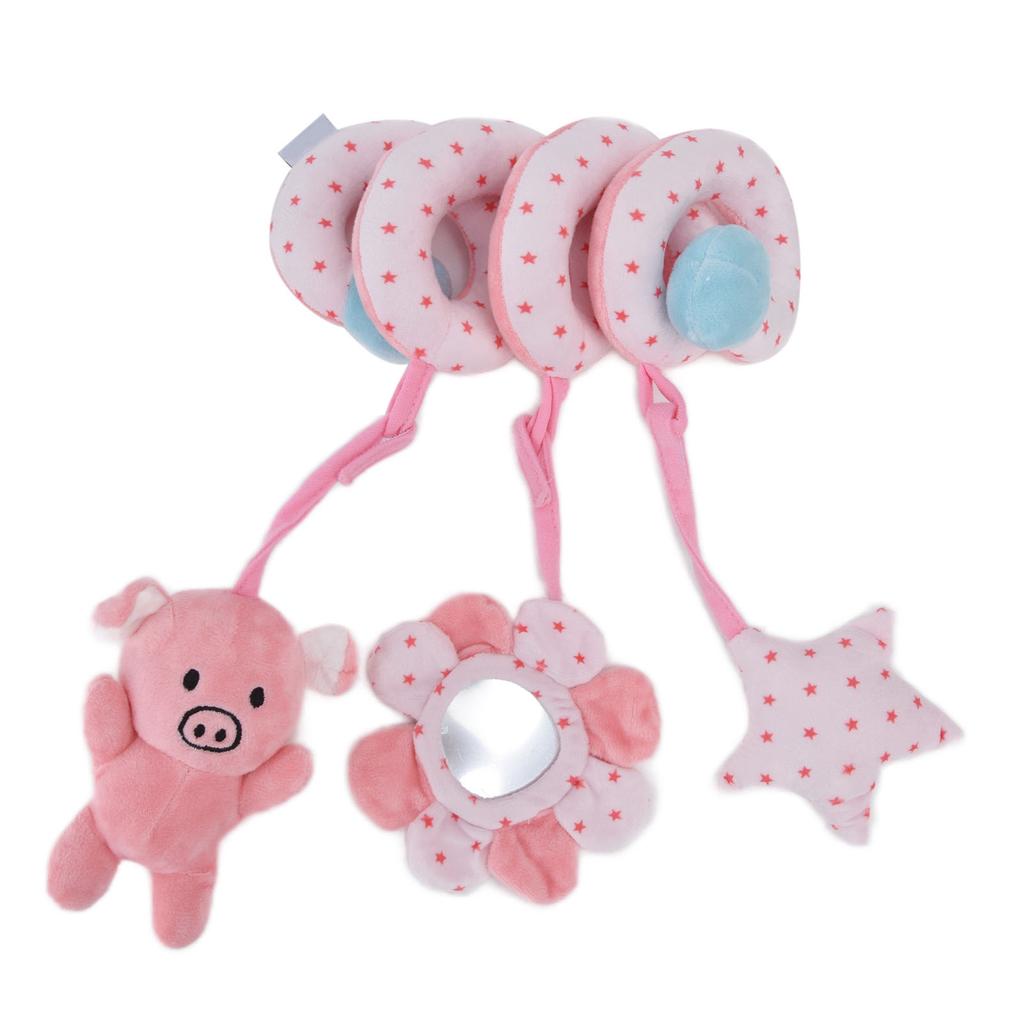 Baby Plush Animal Stroller Toys Spiral Activity Hanging Toys Ringing Crib Stroller Toys