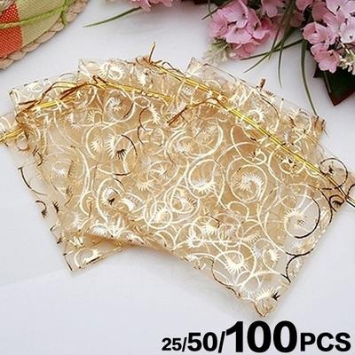 25/50/100 pezzi borsa in organza con coulisse borsa per gioielli borsa regalo festiva borsa per cosmetici borsa per caramelle