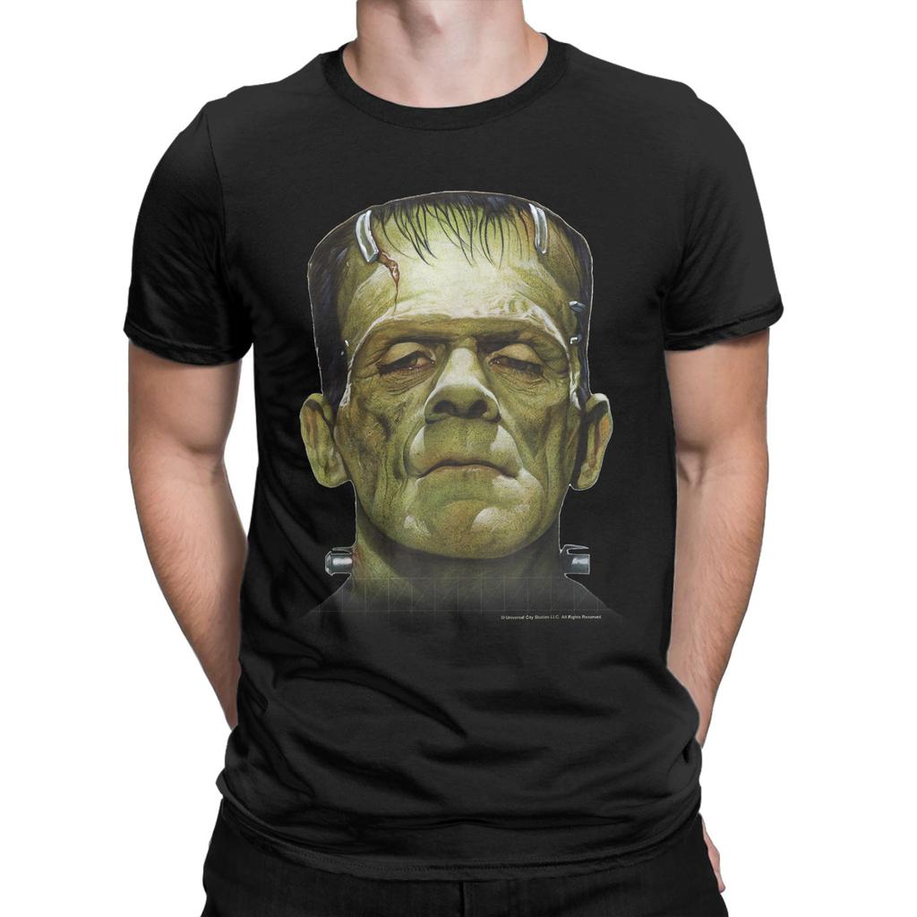 Universal Monsters Frankenstein Big Face T-Shirt Summer  Cotton T Shirts For Couple Popular Custom Tshirt Short Sleeve Top Tees