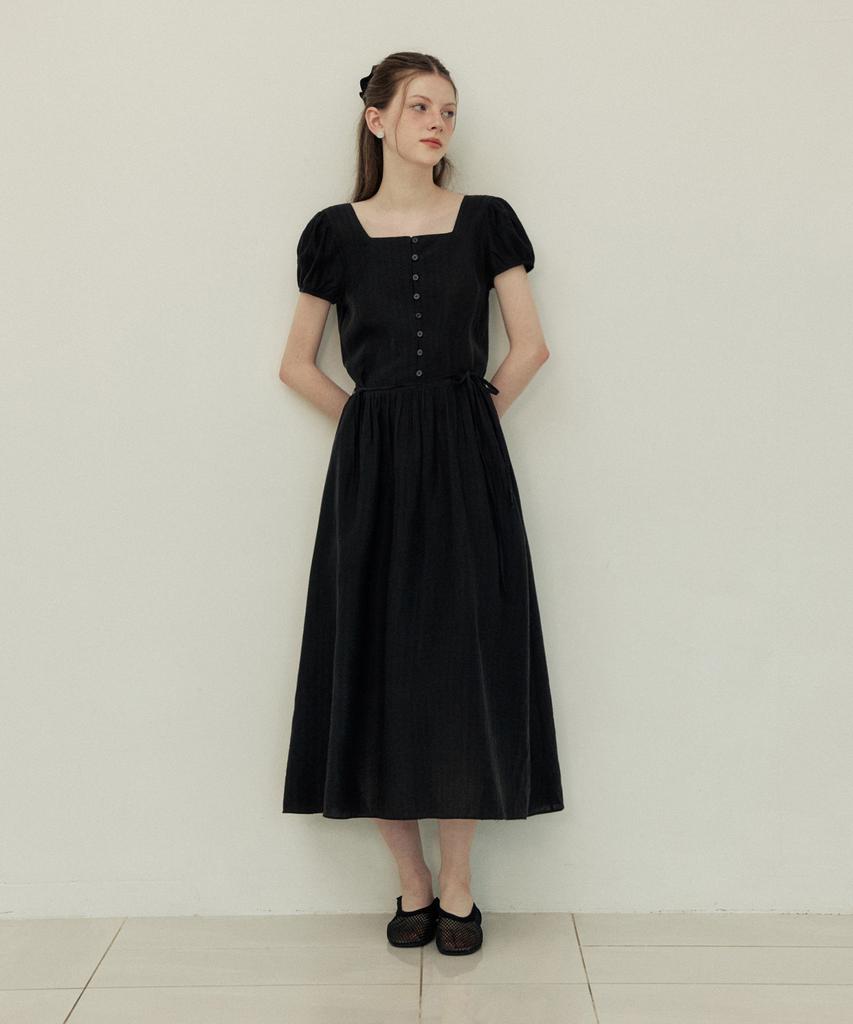 Adowl See Through Choker Law Rise Long Dress - Black