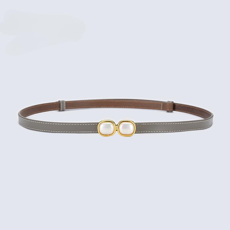 Adjustable Thin Belts with Pearl Accessories for Womens Skinny Belts for Dresses Womens Belts for Jeans