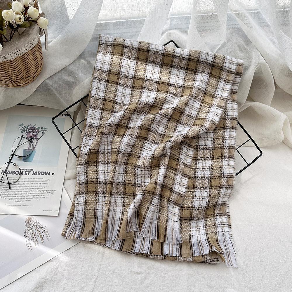 Scarf Autumn and Winter Imitation Cashmere Houndstooth Shawl for Women Trendy and Versatile Warm Long Tassel Scarf