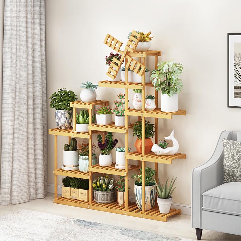 A-Frame 9-Tier Bamboo Floor Flower Stand