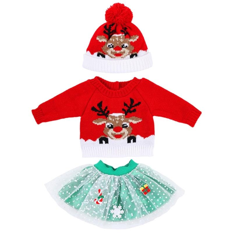 22inch Reborns Doll Holiday Costume Santa Outfit Quick Change Doll Outfit For Christmas Party Kids Pretend Play Game