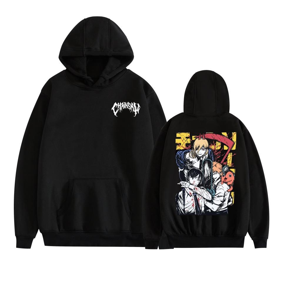 

Mens Womens Hoodie Chainsaw Man Anime Hoodies Streetwear Casual Cartoon Printed Hooded Pullover Sweatshirts XS