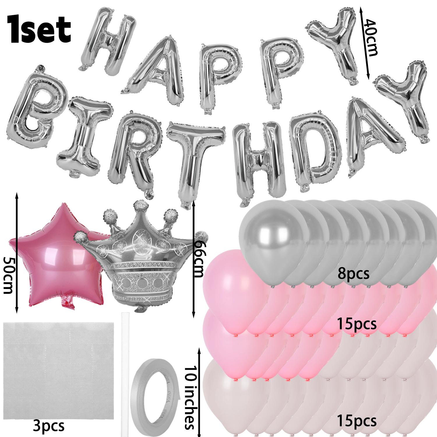 

10Inch Latex Birthday Balloon Party Arch Backdrop Decor Kit Mixed Round Balloons Kit Happy Birthday Balloons Banner Set 40inch рожевий