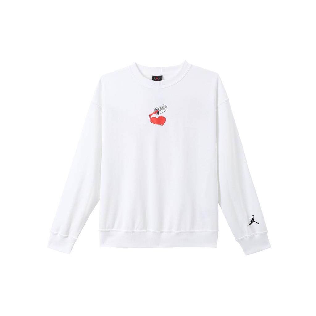 Jordan Brooklyn Fleece Casual Soft Crew Neck Pullover Long Sleeve Sweatshirt Women Tops White HV9371100