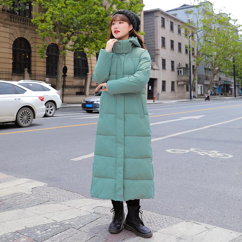 High Quality Fashion Autumn Witner Women's X-long Hooded Winter Down Parka Ladies Warm Slim Split Jacket Coat Female