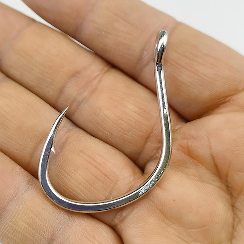 10Pcs Sets Tin-Plated Anti-Rust Jig Hooks with Eyelets High Carbon Steel Deep Sea Fishing Hooks